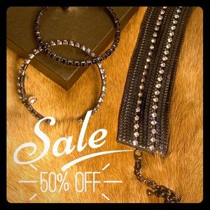 Bracelet Set - 3 Black and Silver Bracelets